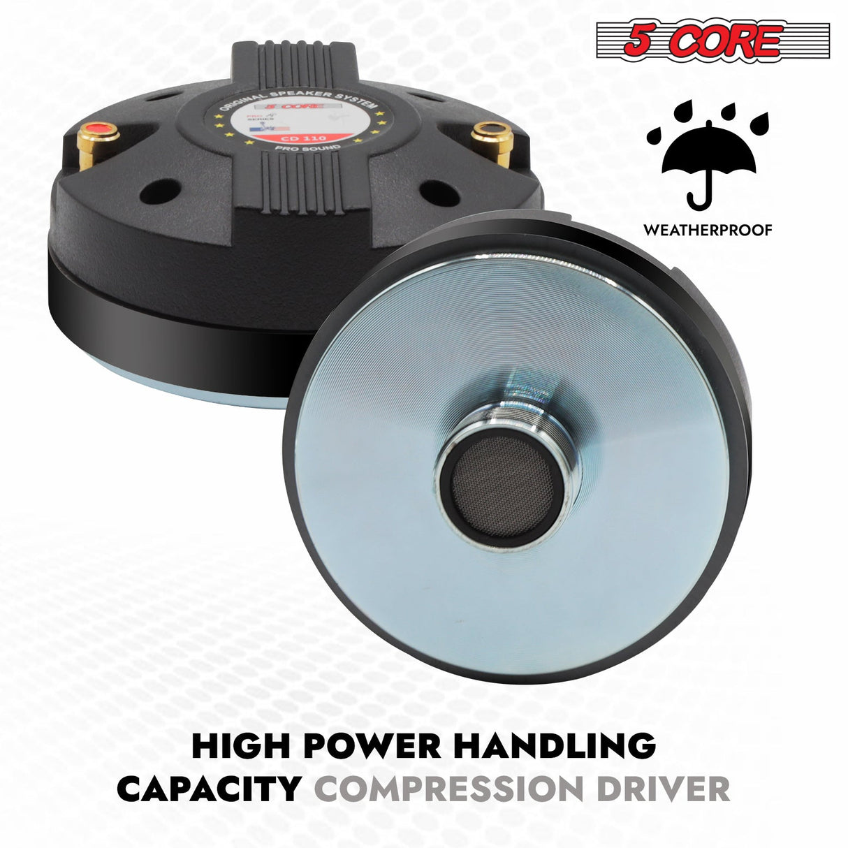 5 Core Compression Driver 3.5 Inch Tweeter Horn Throat 220W Peak Loud 8 Ohm Titanium Diaphragm