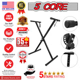 5Core Keyboard Stand Single X Style Adjustable Lift Piano Riser For 49 To 88 Keys BLACK