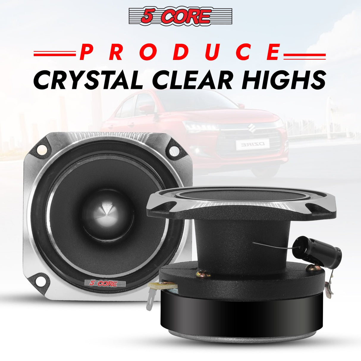 5Core Tweeters Speakers Car Audio Pair 600W Peak 3.5 Inch Super Tweeter Bullet