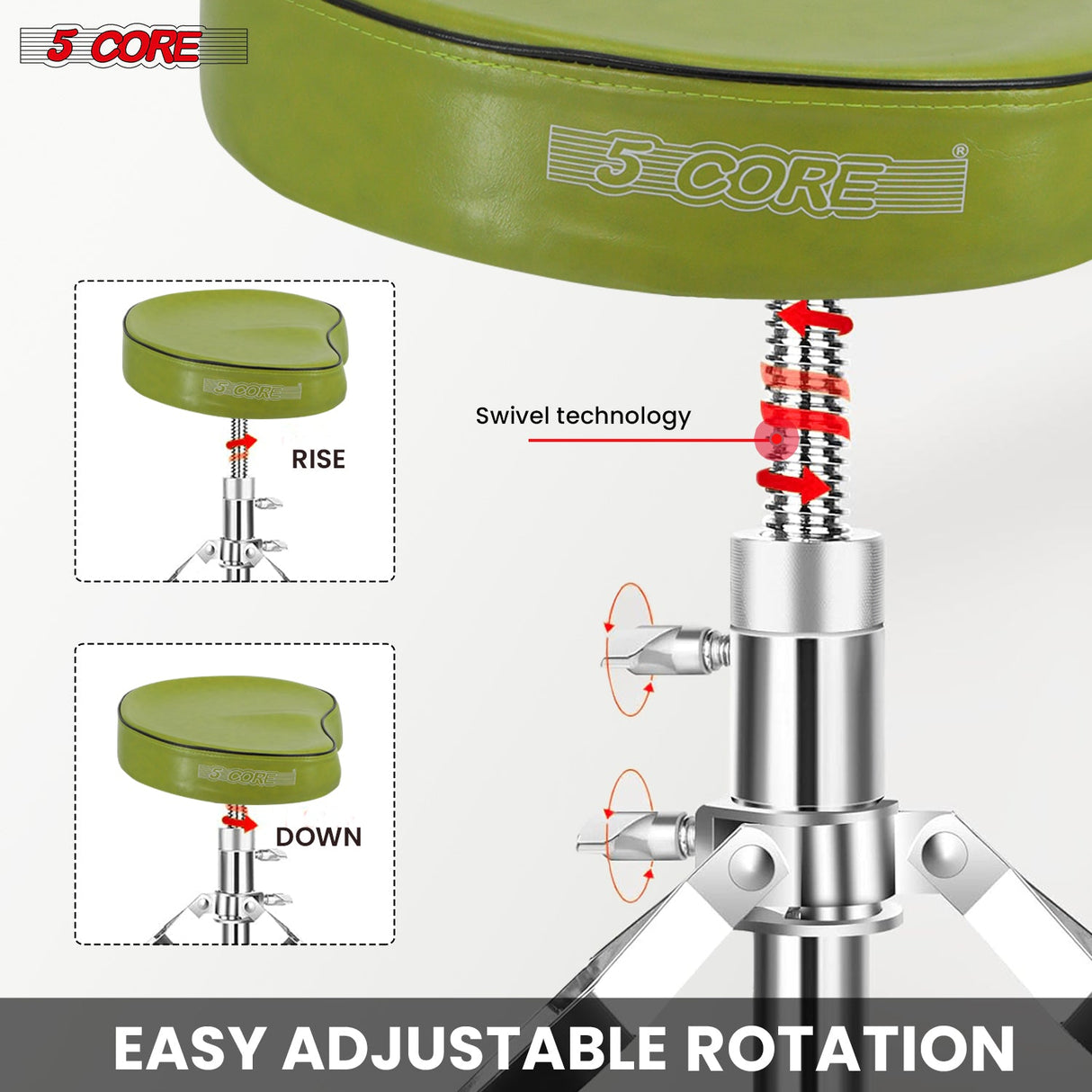 5Core Drum Throne Padded Guitar Stool Saddle Drummer Seat for Adults & Kids