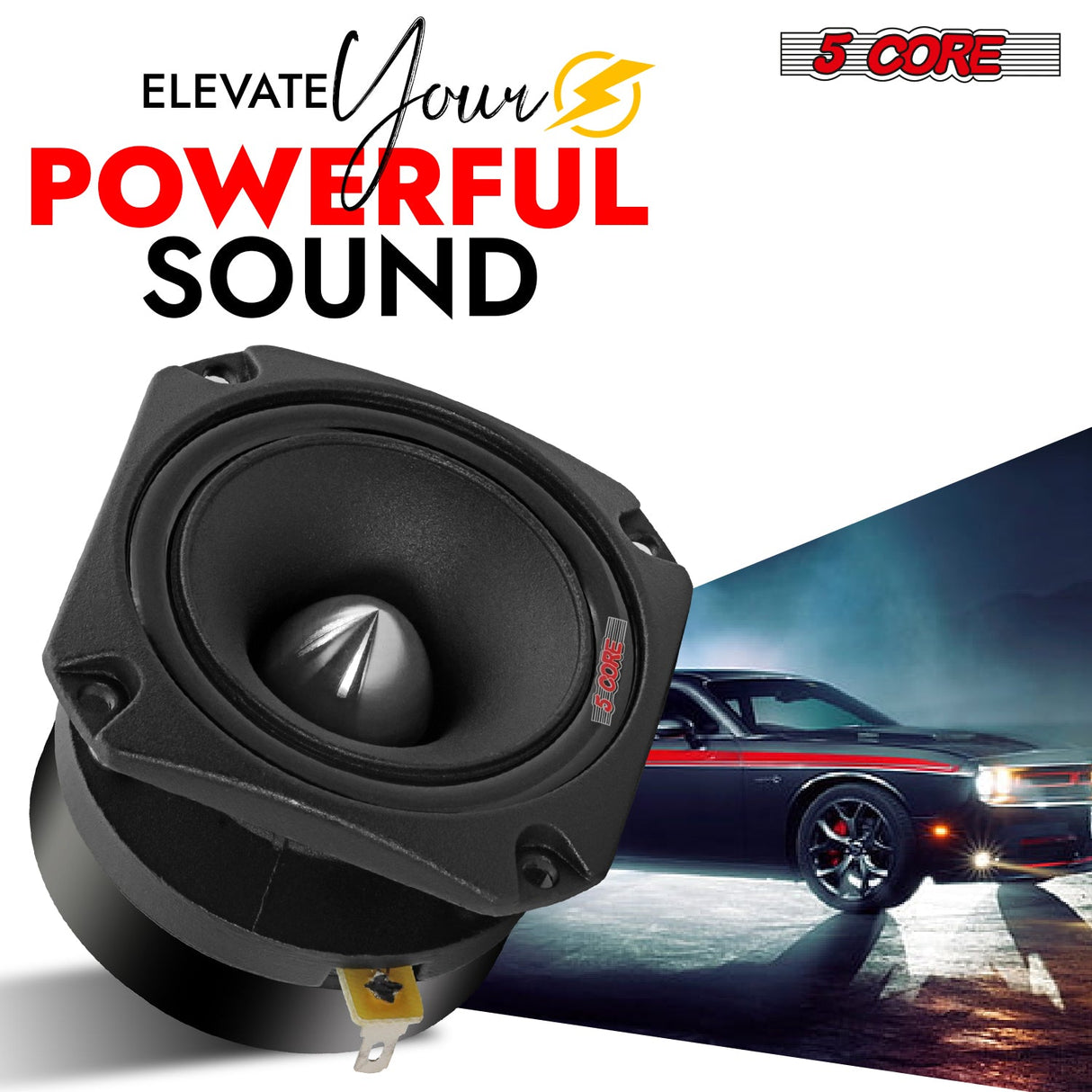 5Core Tweeters Speakers Car Audio Pair 600W Peak 3.5 Inch Super Tweeter Bullet