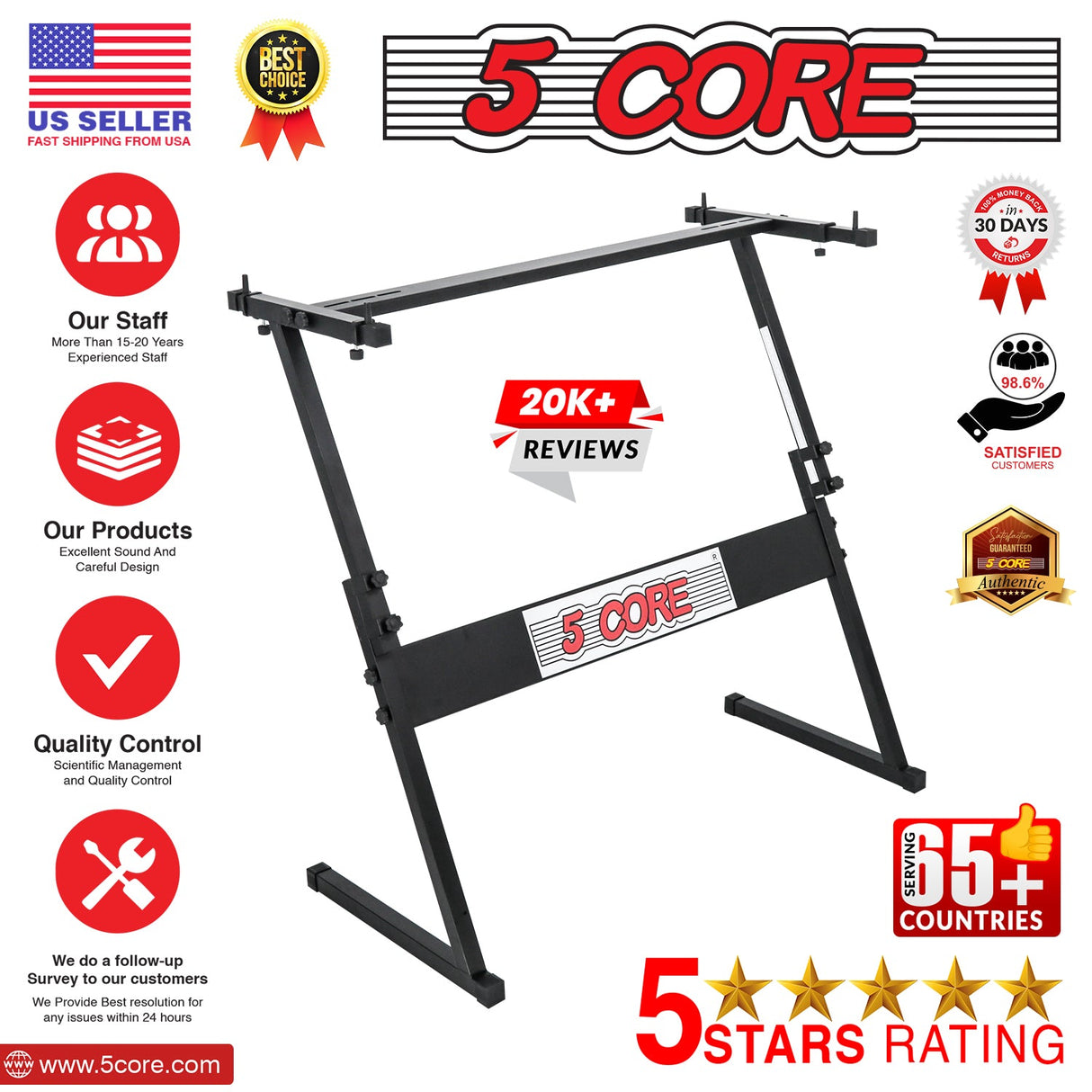 5 Core Keyboard Stand Z Style Height Adjustable Sturdy Piano Riser Lift Holder Stands