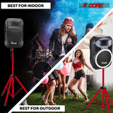 5Core Speaker Stand Tripod Tall Adjustable 72 Inch DJ Pole Mount Studio Monitor Stands RED