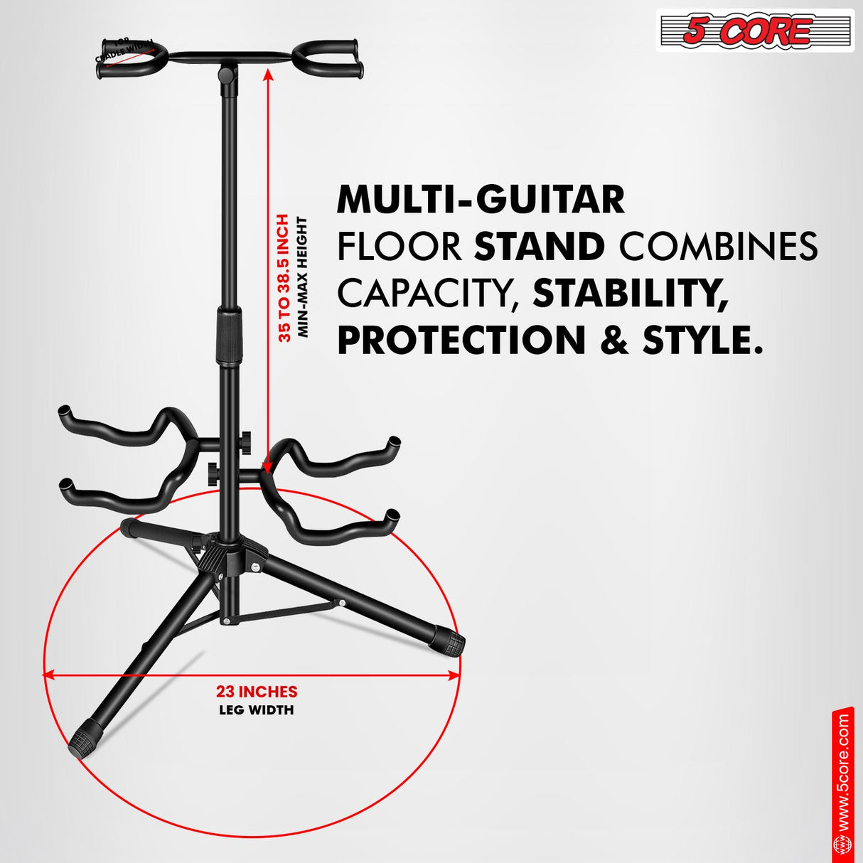 5Core Guitar Stand Floor Tripod Portable Adjustable Multi Guitars Holder 2N1