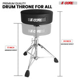 5Core Drum Throne Padded Guitar Stool Swivel Adjustable Drummer Seat Music Chair BLACK VELVET