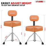 5Core Drum Throne Padded Guitar Stool Backrest Drummer Seat for Adults & Kids BROWN