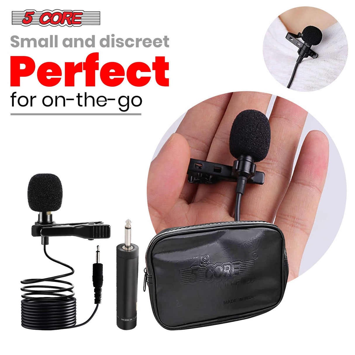 5Core Lavalier Microphone Professional Tiny Shirt Clip On Lapel Mic Mini Wearable Microfono