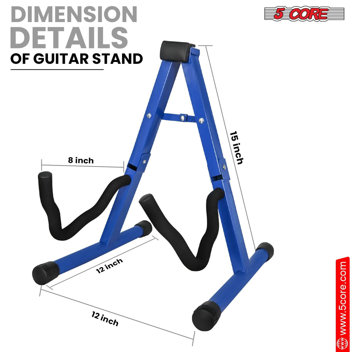 5Core Guitar Stand Floor A Frame Electric Acoustic Bass Soporte Para Guitarra BLACK