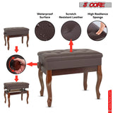 5 Core Piano Bench Wooden Height Adjustable Stool Heavy Duty Keyboard Seat with Storage BROWN