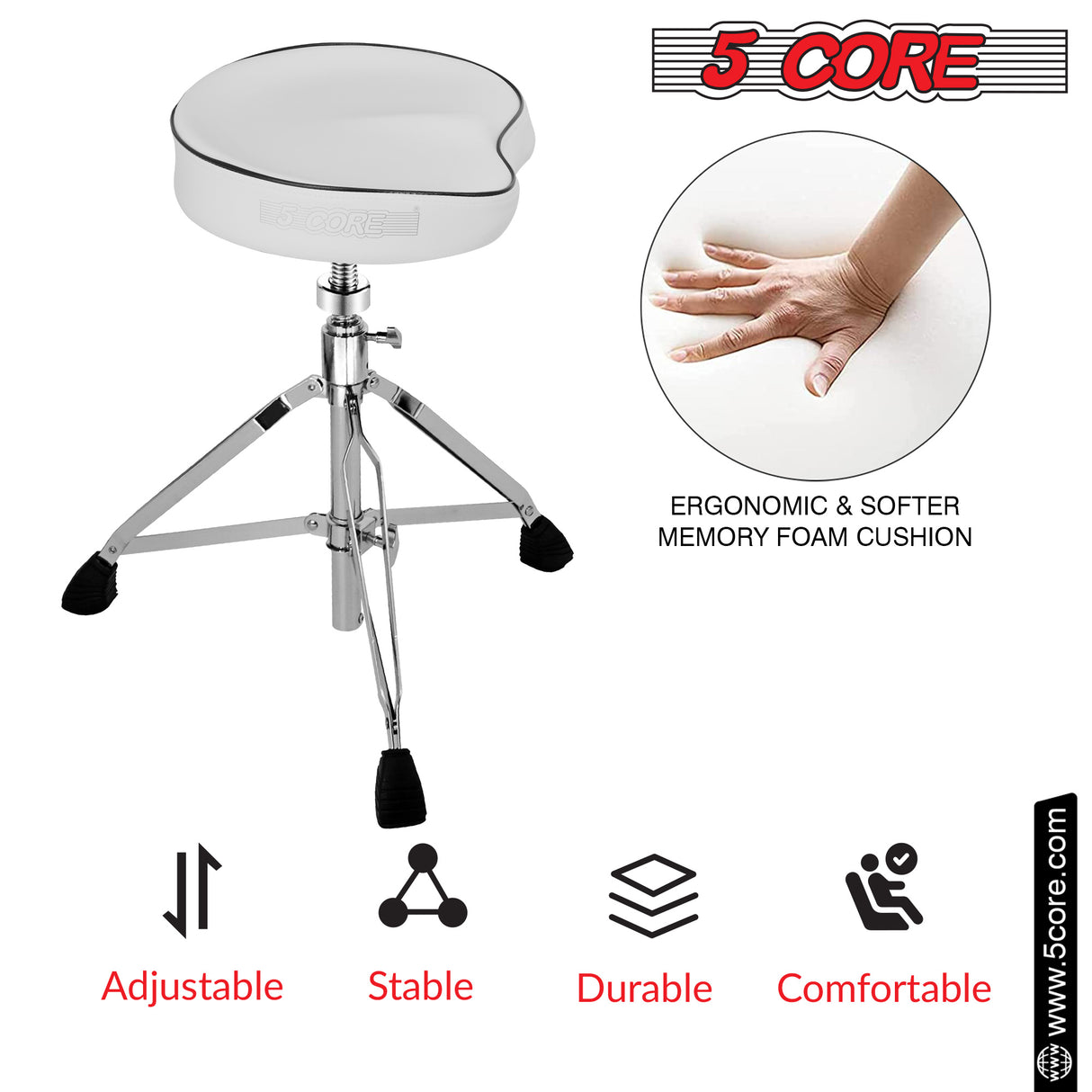 5Core Drum Throne Padded Guitar Stool Saddle Drummer Seat for Adults & Kids BROWN