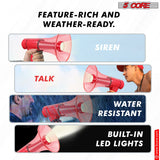 5Core Megaphone Bullhorn Speaker w Siren LED Light Adjustable Volume Bull Horn RED