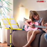 5Core Music Stand For Sheet Music Portable Tripod Adjustable Folding Note Holder YELLOW