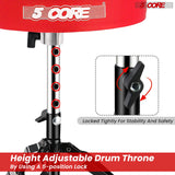 5Core Drum Throne Padded Guitar Stool Adjustable Drummer Seat for Adults & Kids RED