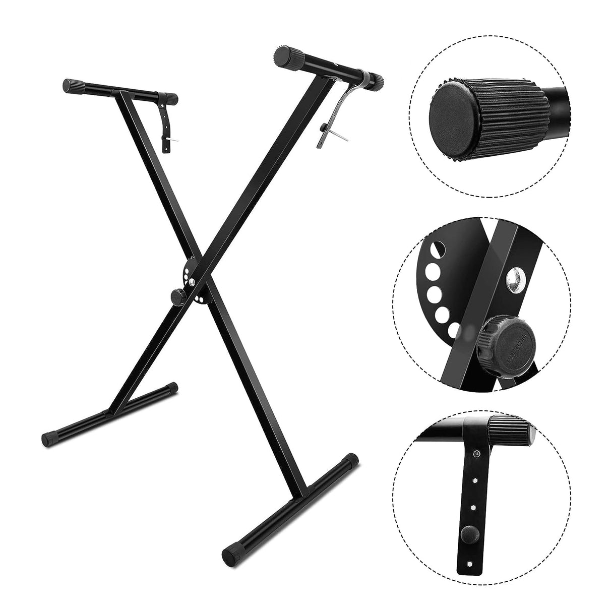 5Core Keyboard Stand Single X Style Adjustable Lift Piano Riser For 49 To 88 Keys BLACK