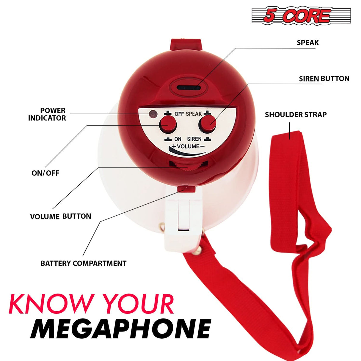 Mini megaphone with siren music button, perfect for adding a fun twist to your announcements and alerts.