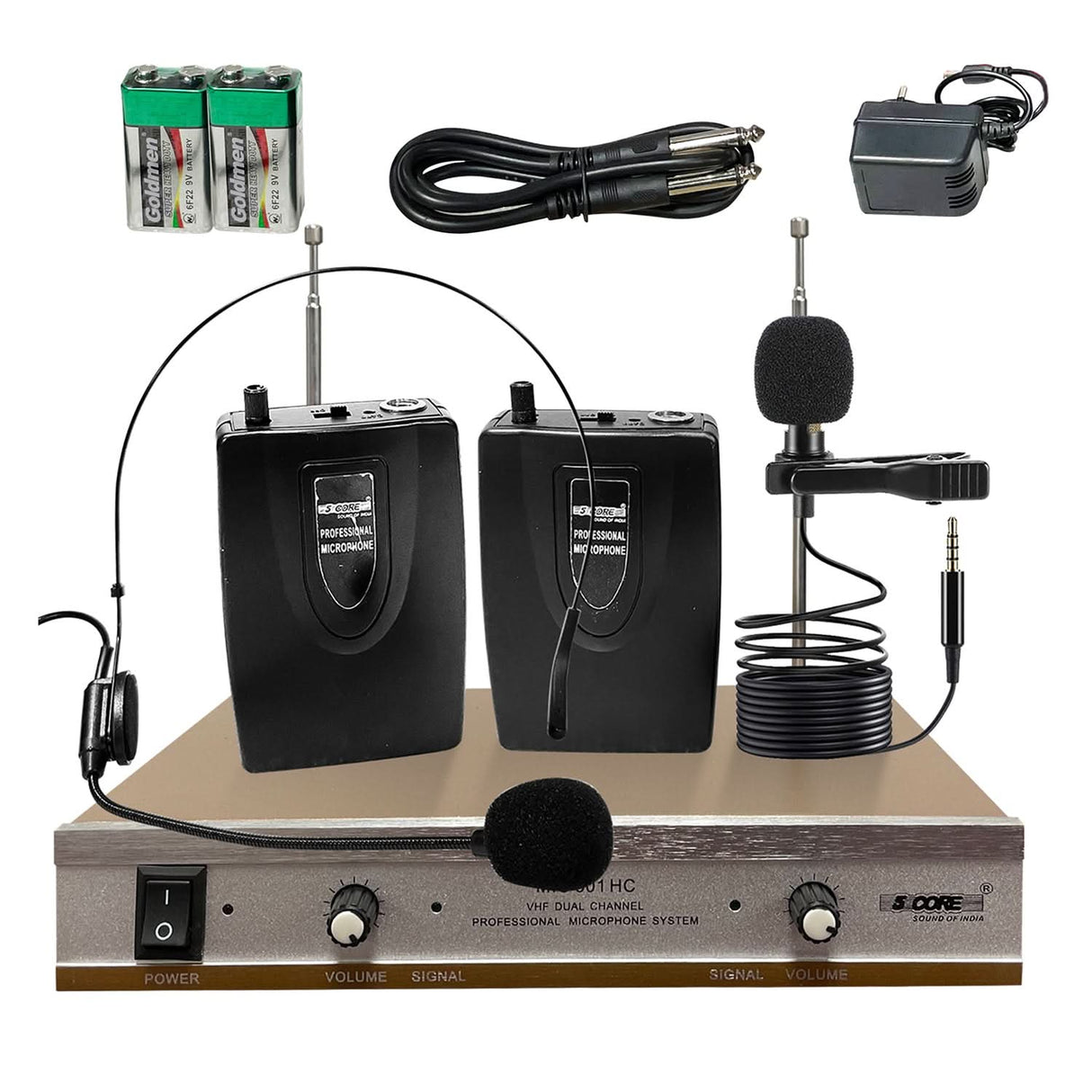 5Core Wireless Microphones w 1 Headset 1 Collar Mic + Receiver Microfono Inalambrico 165ft Range