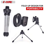 Sturdy Desktop Mic Stand with Tripod Base and Adjustable Height by 5 Core