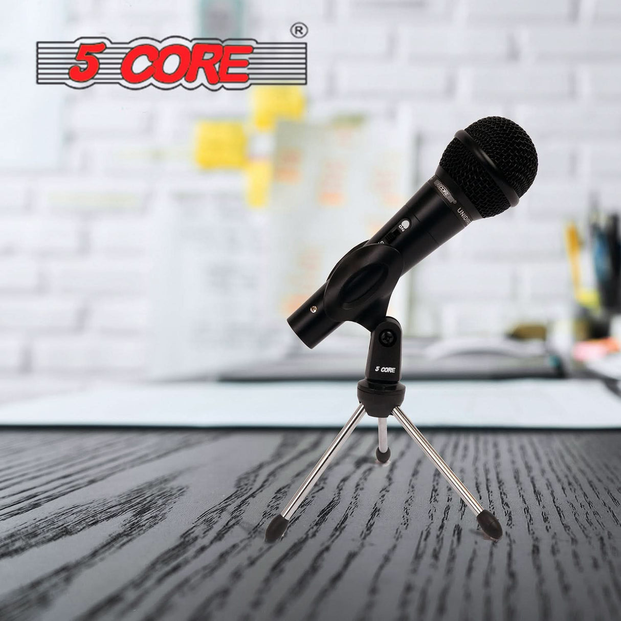 Sturdy Desktop Mic Stand with Tripod Base and Adjustable Height by 5 Core