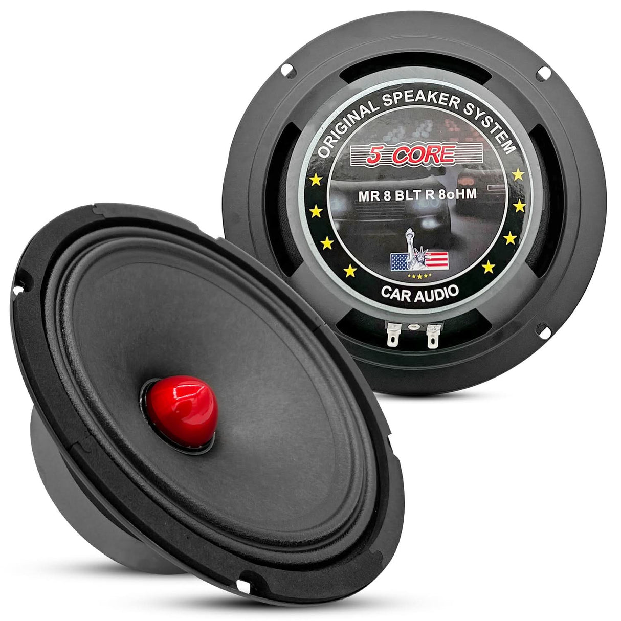 5Core 8 Inch Midrange Door Speaker 580W PMPO Subwoofer w Aluminum Bullet 8O Sub Woofer