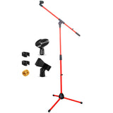 5Core Tripod Mic Stand Heavy Duty Adjustable Holder Floor Microphone Boom Arm RED