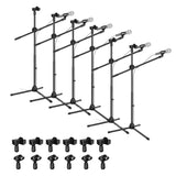 5 Core 2 Pieces Adjustable Microphone Stand Boom Arm Mic Mount Quarter-turn Clutch Foldable Dual Tripod Holder With 2 Mic Clips Each Audio Vocal Singing Speech Stage Outdoor Activities MS DBL 6PCS