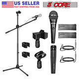 5Core Handheld Dynamic Microphone 2Pcs + Tall Tripod Mic Stand Floor + XLR Cable