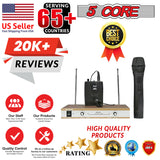 5 Core Wireless Microphones w 1 VHF Dynamic Unidirectional Handheld Microfono Inalambrico & 1 Collar Mic with Receiver