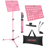 5Core Music Stand For Sheet Music Portable Tripod Adjustable Folding Note Holder PINK