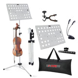 5Core Music Stand For Sheet Music Portable Tripod Adjustable Folding Note Holder White