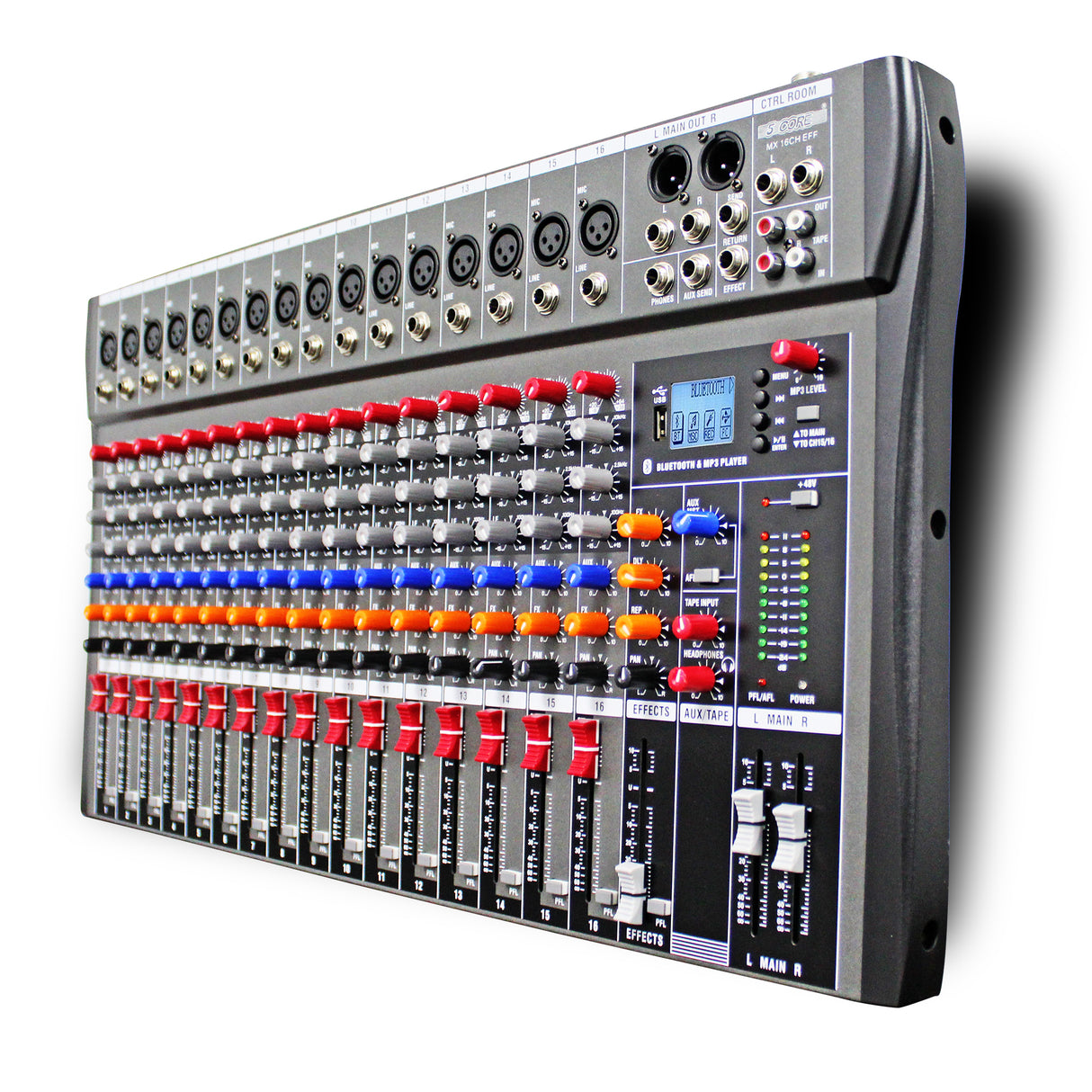 5 Core India Made 16 Channel Compact Studio Mixer with Built-In Effects & USB Interface Digital Mixer for Home Studio Recording, Podcast DJs & more MX 16CH EFF