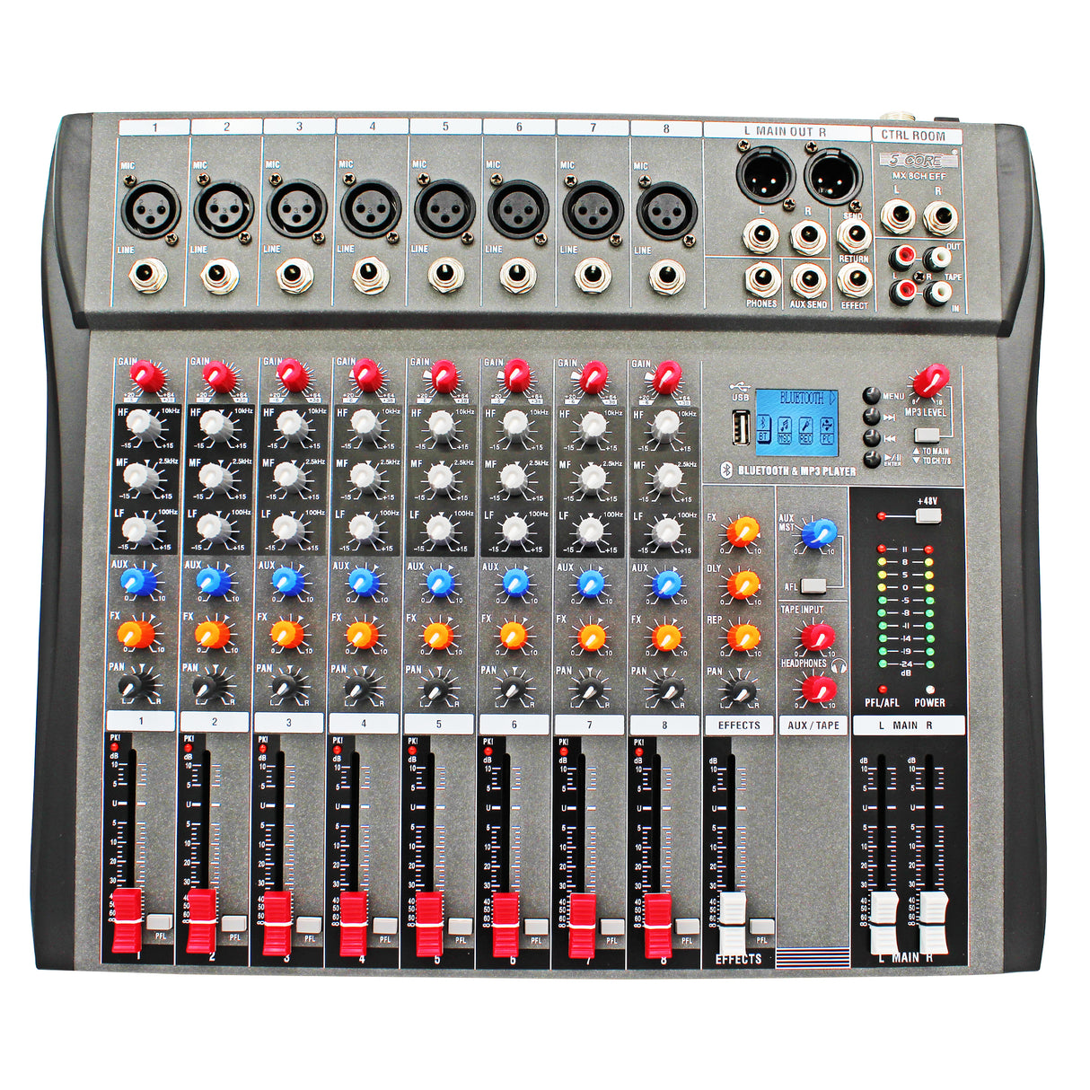 5 Core India Made 8 Channel Compact Studio Mixer with Built-In Effects & USB Interface Digital Mixer for Home Studio Recording, Podcast DJs & more MX 8CH EFF