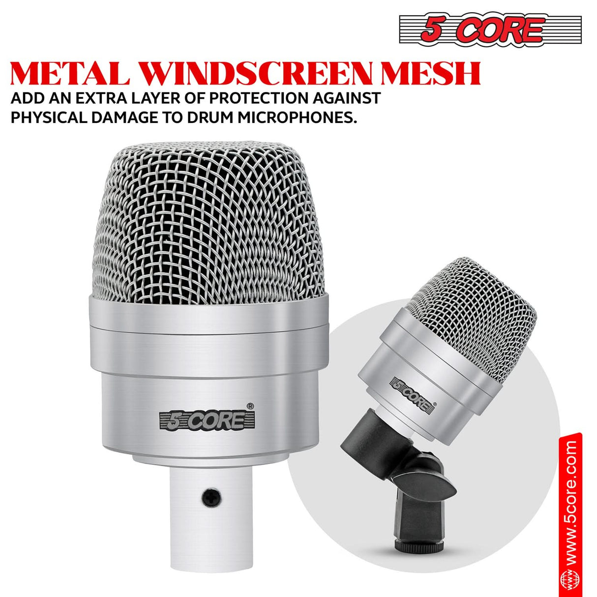 Premium drum microphone with a sturdy metal windscreen mesh for durability and protection.