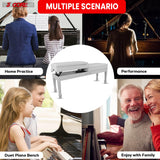 Multi-use duet piano bench, designed for versatility, offering comfortable seating for two while being perfect for various musical settings and styles