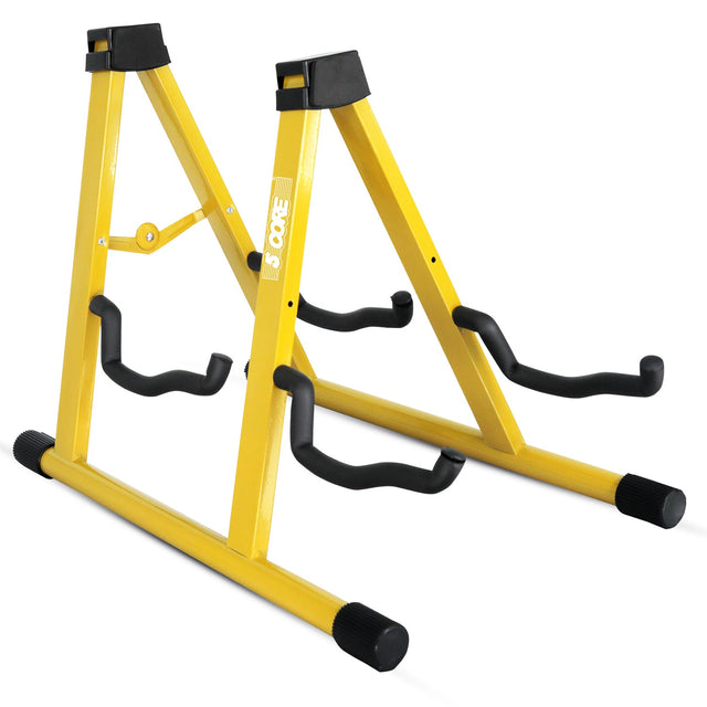 5Core Double Guitar Stand Floor Adjustable A Frame Folding Acoustic Electric Guitars Holder Stands Yellow