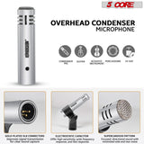 Overhead condenser drum mic ensuring crisp and natural audio reproduction.