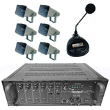 5 Core PA System Outdoor Indoor Paging Kit with 6 Loudspeakers 1 Mic 1 Amplifier All Weather Use