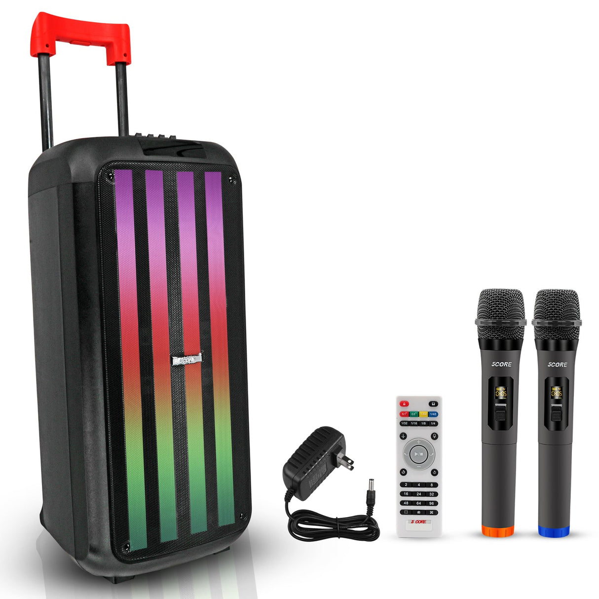 5Core Bluetooth Party Speaker 8 inch PA RGB Partybox Karaoke Machine + 2 Wireless Mic