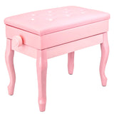 5 Core Piano Bench Wooden Height Adjustable Stool Heavy Duty Keyboard Seat with Storage PINK