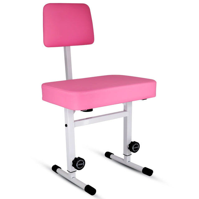 5 CORE Piano Bench Height Adjustable Keyboard Stool Stool Heavy Duty Thick Padded Cushioned Seat with Backrest Pink