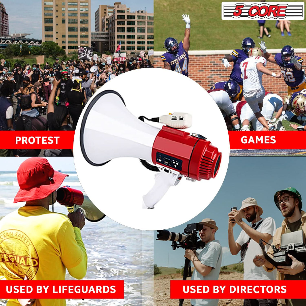 Powerful megaphone with multi-input support, ensuring easy connectivity for various audio sources.