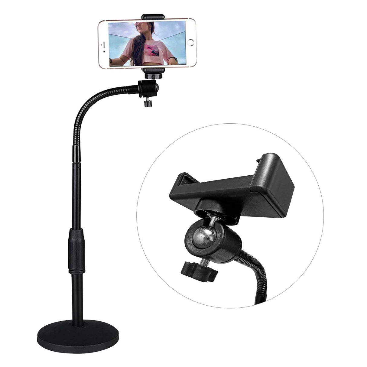 5 Core Cell Phone Stand Adjustable Height & Angle Gooseneck Stand for Desk Flexible Arm Mobile Holder Compatible with 3.5 to 6.5 Inch Device -RBS MOB