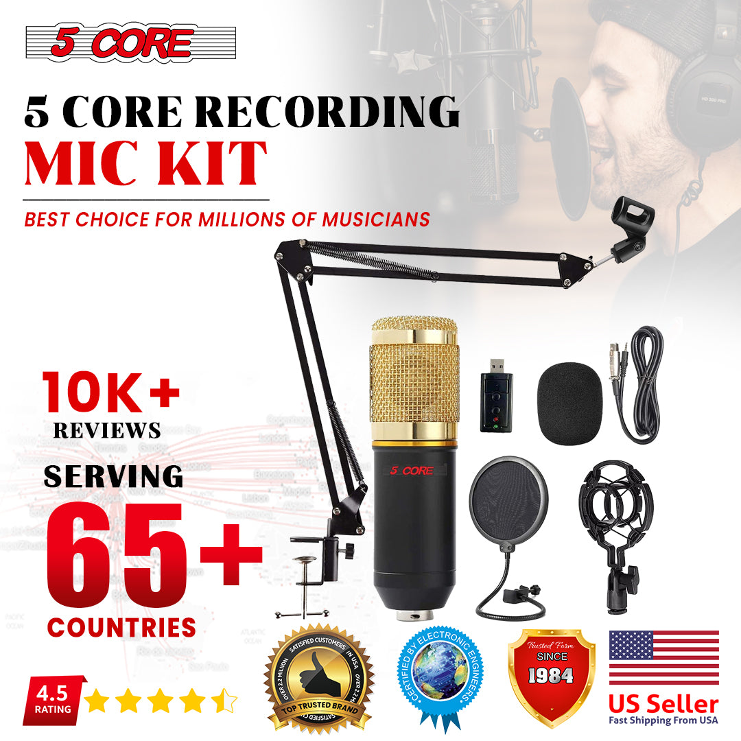 5Core Condenser Microphone Kit w/ Arm Stand Game Chat Audio Recording Computer REC SET