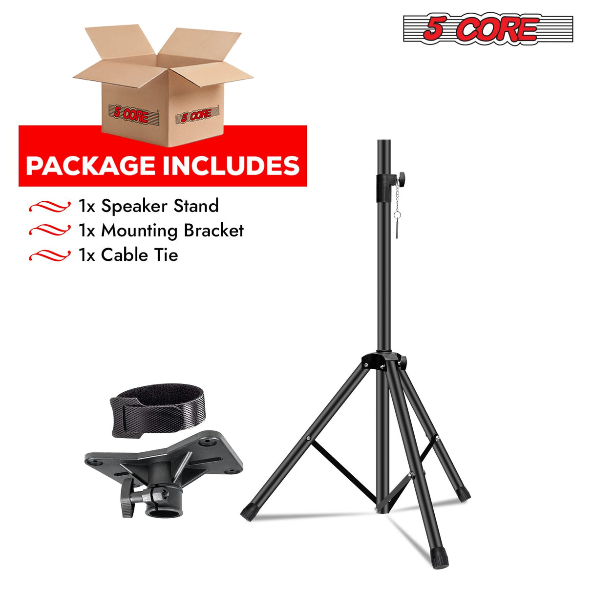 5 Core Speaker Stand Tripod Heavy Duty Adjustable Up to 72 Inch DJ Studio Monitor Stands Pole Mount Black