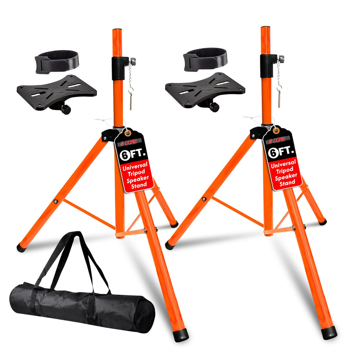 5Core Speaker Stand Tripod Tall Adjustable 72 Inch DJ Pole Mount Studio Monitor Stands ORANGE