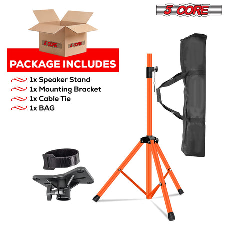 5Core Speaker Stand Tripod Tall Adjustable 72 Inch DJ Pole Mount Studio Monitor Stands ORANGE