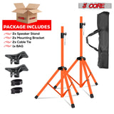 5Core Speaker Stand Tripod Tall Adjustable 72 Inch DJ Pole Mount Studio Monitor Stands ORANGE