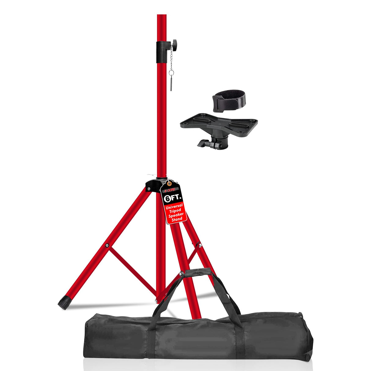 5Core Speaker Stand Tripod Tall Adjustable 72 Inch DJ Pole Mount Studio Monitor Stands RED