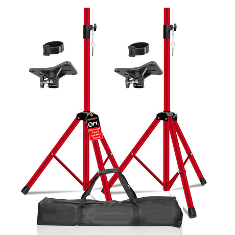 5Core Speaker Stand Tripod Tall Adjustable 72 Inch DJ Pole Mount Studio Monitor Stands RED