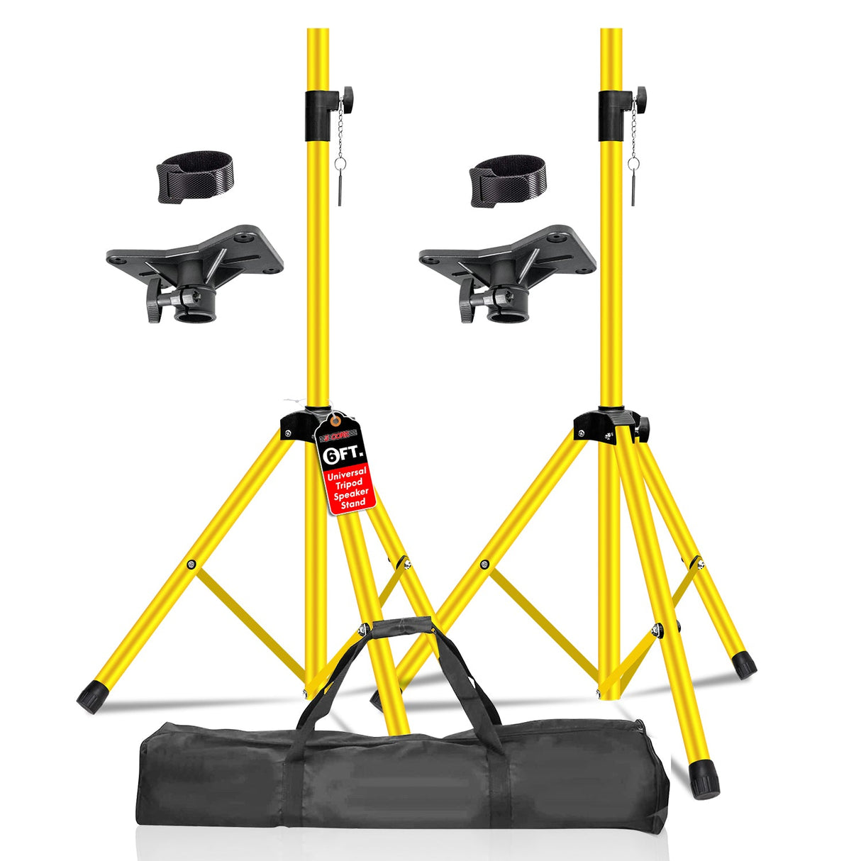 5Core Speaker Stand Tripod Tall Adjustable 72 Inch DJ Pole Mount Studio Monitor Stands Yellow