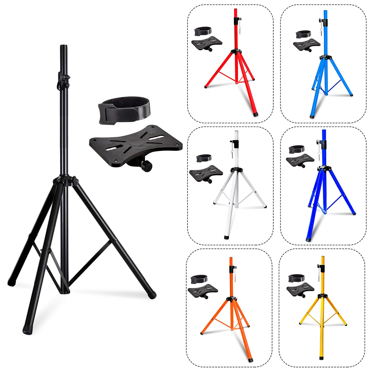 5Core Speaker Stand Tripod Tall Adjustable 72 Inch DJ Studio Monitor Stands Pole Mount BLACK